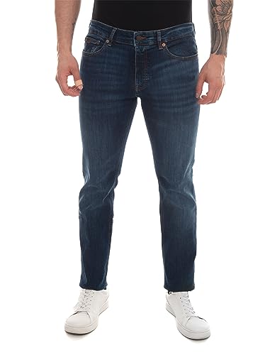 BOSS Herren Delaware BC-L-P Slim-Fit Jeans aus blauem Super-Stretch-Denim Dunkelblau 31/34 von BOSS