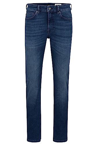 BOSS Herren Delaware BC-P Slim-Fit Jeans aus dunkelblauem Super-Stretch-Denim Dunkelblau 30/32 von BOSS