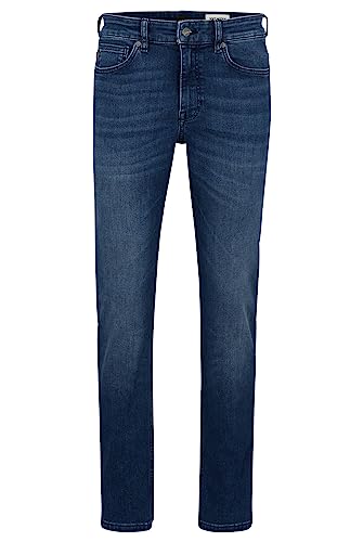 BOSS Herren Delaware BC-P Slim-Fit Jeans aus dunkelblauem Super-Stretch-Denim Dunkelblau 32/32 von BOSS
