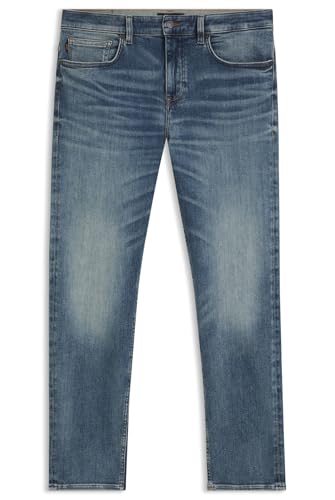 BOSS Herren Delaware BO Delaware Slim-Fit Jeans aus blauem Soft-Motion-Denim Blau 36/32 von BOSS