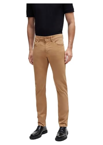 BOSS Herren Delaware3-1-20 Leichte Slim-Fit Jeans aus satiniertem Stretch-Denim Beige 31/34 von BOSS