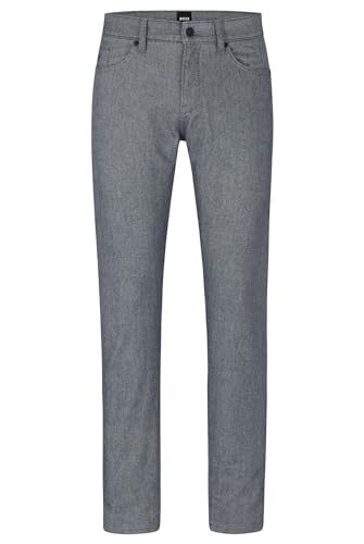 BOSS Herren Delaware3-1-20 Slim-Fit Jeans aus zweifarbigem gebürstetem Twill Dunkelblau 34/34 von BOSS