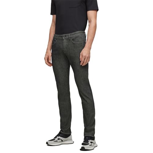 BOSS Herren Delaware3-1 Slim-Fit Jeans aus schwarzem Performance-Stretch-Denim Schwarz 32/32 von BOSS