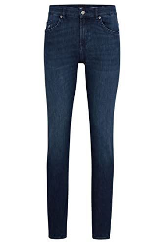 BOSS Herren Delaware3 Dunkelblaue Slim-Fit Jeans aus besonders softem italienischem Denim Dunkelblau 36/36 von BOSS