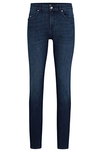 BOSS Herren Delaware3 Dunkelblaue Slim-Fit Jeans aus besonders softem italienischem Denim Dunkelblau 38/32 von BOSS