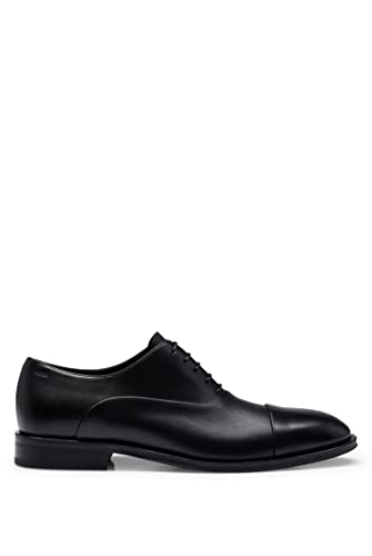 BOSS Herren Derrek Oxfr In Italien gefertigte Oxford-Schuhe aus Leder mit Logo Schwarz 11.5 Größe 45.5 von BOSS