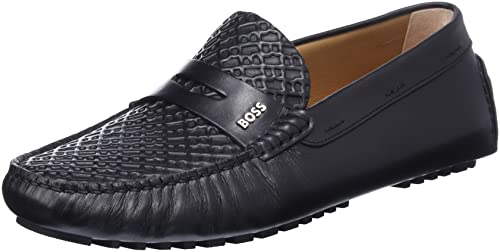 BOSS Herren Driver_Mocc_napr3e Moccasin, Black1, 45 EU von BOSS