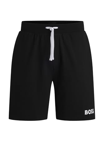 BOSS Herren Ease Shorts Tunnelzug-Shorts aus French Terry mit kontrastfarbenem Logo Schwarz001 M von BOSS