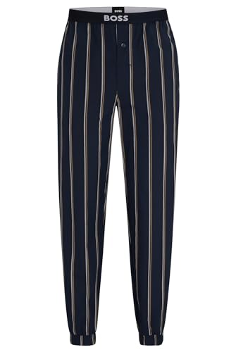 BOSS Herren Easy Pants Cuff EW Gemusterte Pyjama-Hose aus Baumwoll-Popeline Hellblau L von BOSS