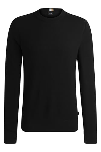 BOSS Herren Ecaio-P Fein strukturierter Pullover aus Baumwolle Schwarz001 XXL BOSS Herren Ecaio-P Fein strukturierter Pullover aus Baumwolle Schwarz001 XXL von BOSS