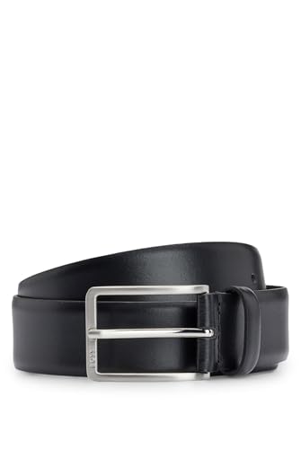 BOSS Herren Erman-L Sz35 In Italien gefertigter Ledergürtel mit Logo-Gravur auf der Schließe Schwarz001 105 von BOSS