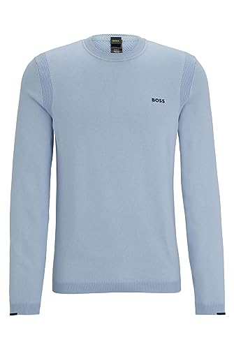 BOSS Herren Ever-X CN Regular-Fit Pullover aus Baumwoll-Mix mit Logo-Print Hellblau XXL von BOSS