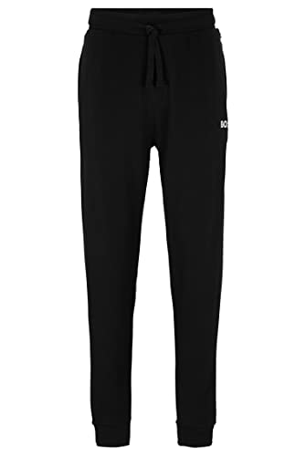 BOSS Herren Fashion Pants Jogginghose mit Tunnelzugbund, Logo-Print und Beinbündchen Schwarz S von BOSS