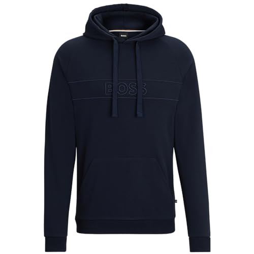 BOSS Herren Fashion Sweatshirt mit Kapuze und Logo, Dark Blue, L von BOSS