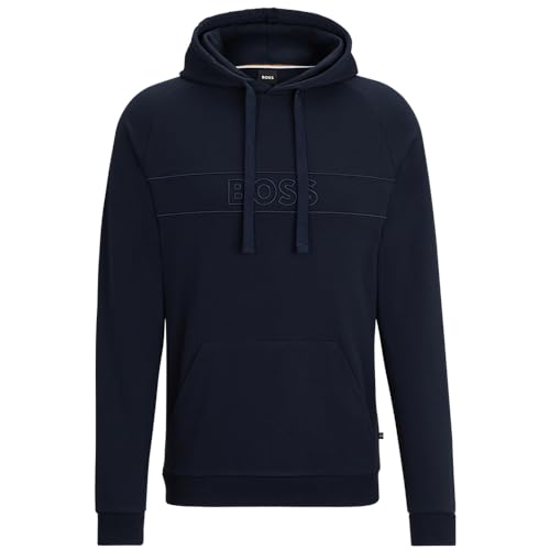 BOSS Herren Fashion Sweatshirt mit Kapuze und Logo, Dark Blue, M von BOSS