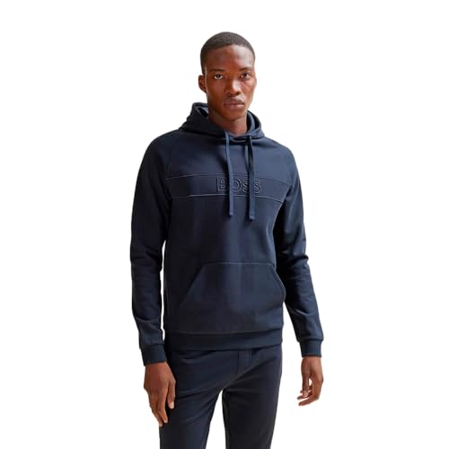 BOSS Herren Fashion Sweatshirt mit Kapuze und Logo, Dark Blue, S von BOSS