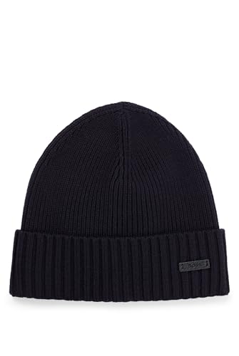 BOSS Herren Fati Mütze aus Schurwolle mit Logo-Applikation Dunkelblau Stck von BOSS