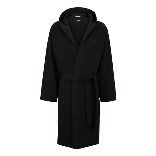 BOSS Herren Morgenmantel Loungewear Homewear French Terry Robe, Farbe:Schwarz, Größe:S, Artikel:-001 black von BOSS