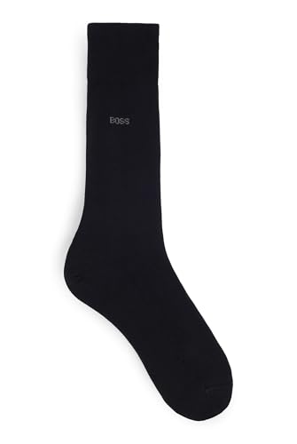 BOSS Herren George RS Uni MC Mittelhohe Logo-Socken aus ägyptischer Baumwolle mit merzerisiertem Finish Schwarz 41-42 von HUGO BOSS