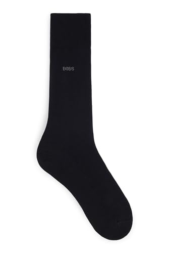 BOSS Herren George RS Uni MC Mittelhohe Logo-Socken aus ägyptischer Baumwolle mit merzerisiertem Finish Schwarz 43-44 von HUGO BOSS