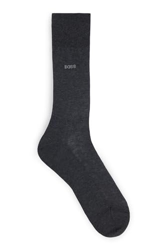 BOSS Herren George RS Uni MC Mittelhohe Logo-Socken aus ägyptischer Baumwolle mit merzerisiertem Finish Dunkelgrau 41-42 von HUGO BOSS
