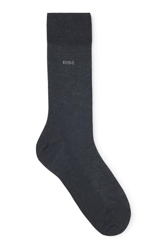 BOSS Herren George RS Uni MC Mittelhohe Logo-Socken aus ägyptischer Baumwolle mit merzerisiertem Finish Dunkelgrau 41-42 von HUGO BOSS