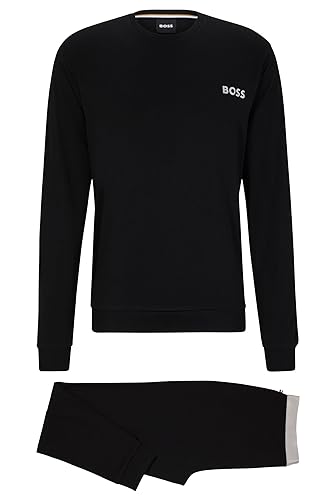 BOSS Herren Gift Long Set Schlafanzug mit Metallic-Logoprint Black, XXL von BOSS