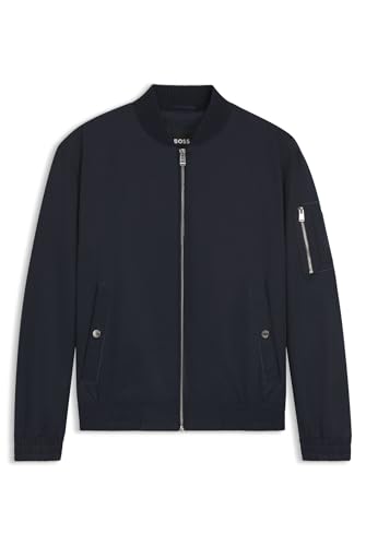 BOSS Herren H-Comber-253 Wasserabweisende Jacke mit Double-B-Monogramm Dunkelblau 52 von BOSS