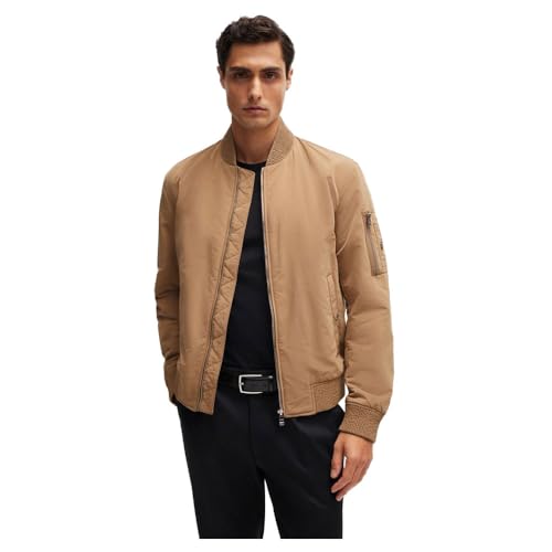 BOSS Herren H-Comber Wasserabweisende Regular-Fit Jacke Hellbeige 52 von BOSS