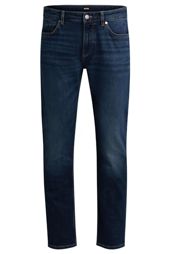BOSS Herren H-Delaware Delaware Dunkelblaue Slim-Fit Jeans aus bequemem Stretch-Denim Dunkelblau 30/32 von BOSS