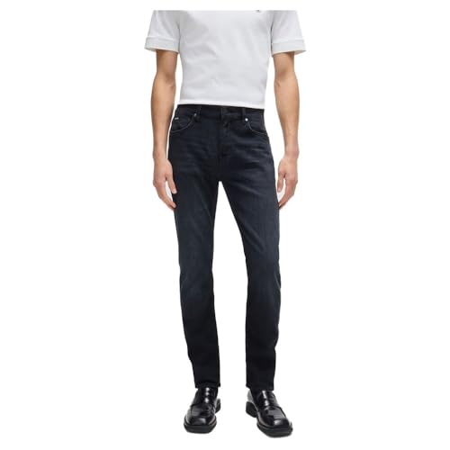 BOSS Herren H-Delaware Delaware Schwarze Slim-Fit Jeans aus besonders softem italienischem Denim Anthrazit 33/30 von BOSS