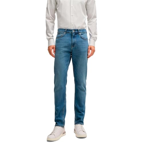 BOSS Herren H-Delaware Delaware Slim-Fit Jeans aus rein blauem Denim Blau 35/32 von BOSS