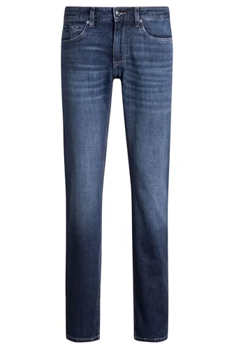 BOSS Herren H-Delaware Delaware Slim-Fit Jeans aus bequemem blauem Stretch-Denim Dunkelblau 36/32 von BOSS