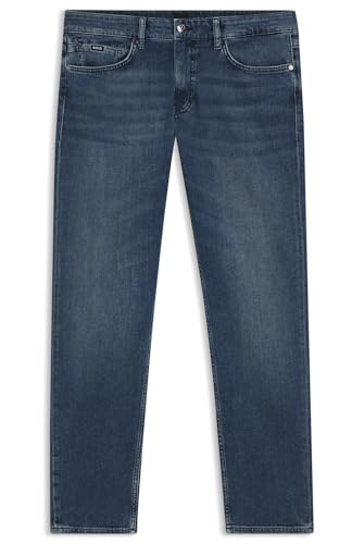 BOSS Herren H-Delaware Delaware Slim-Fit Jeans aus komfortablem blauem Stretch-Denim Dunkelblau 34/34 von BOSS