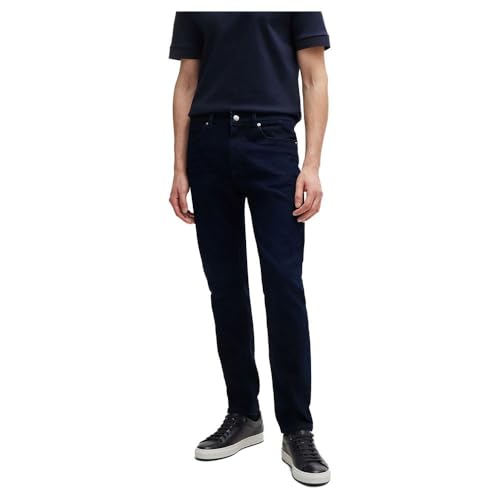 BOSS Herren H-Delaware Delaware Slim-Fit Jeans aus softem, dunkelblauem Denim Dunkelblau 38/36 von BOSS