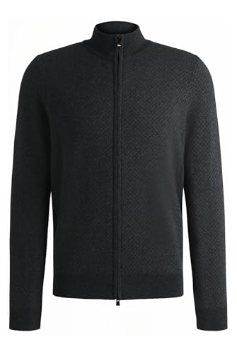BOSS Herren H-Eltorno Strick-Cardigan aus Schurwolle und Baumwolle mit Reißverschluss Schwarz001 M von BOSS