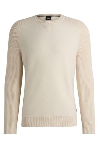 BOSS Herren H-Ematero Regular-Fit Pullover aus verschiedenen Materialien mit gerippten Bündchen Weiß L von BOSS