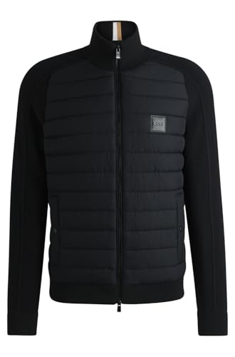 BOSS Herren H-Esfero Jacke aus verschiedenen Materialien mit Reißverschluss und Logo-Aufnäher Schwarz001 XXL von BOSS