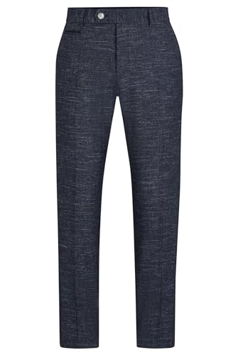 BOSS Herren H-Genius-241 Gemusterte Slim-Fit Hose aus Woll-Mix Dunkelblau 52 BOSS Herren H-Genius-241 Gemusterte Slim-Fit Hose aus Woll-Mix Dunkelblau 52 von BOSS