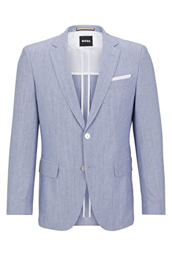 BOSS Herren H-Hutson-231 Fein gemustertes Slim-Fit Sakko aus Baumwoll-Mix Dunkelblau 50 von BOSS