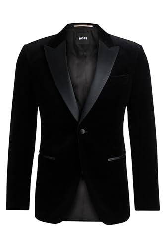 BOSS Herren H-Hutson-Tux-231 Slim-Fit Smoking-Jacke aus Baumwoll-Samt Schwarz001 54 von BOSS
