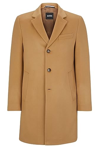 BOSS Herren H-Hyde-234 Slim-Fit Mantel aus Schurwolle mit Kaschmir Beige 52 von BOSS