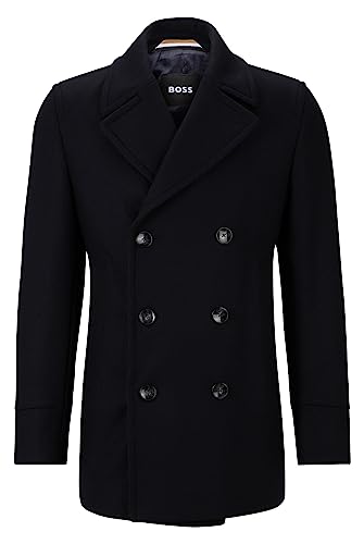BOSS Herren H-Hyde-Pcoat-234 Zweireihiger Mantel aus Woll-Mix Dunkelblau402 52 von BOSS