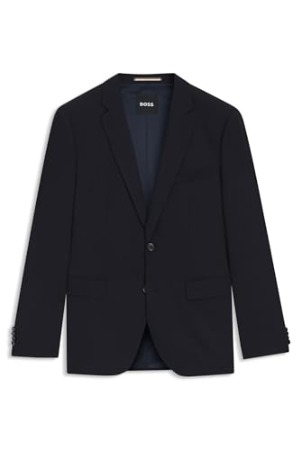 BOSS Herren H-Jasper-MM-C-224 Fein gemustertes Regular-Fit Jackett aus Stretch-Gewebe Dunkelblau 58 von BOSS