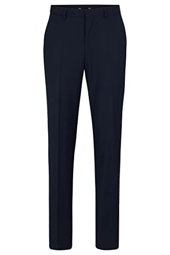 BOSS Herren H-Leon-MM-C-224 Business-Hose aus Woll-Mix Dunkelblau 48 von BOSS