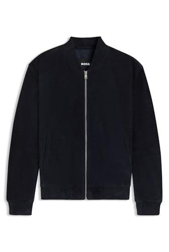 BOSS Herren H-Muller Regular-Fit Jacke aus Veloursleder Dunkelblau 56 von BOSS