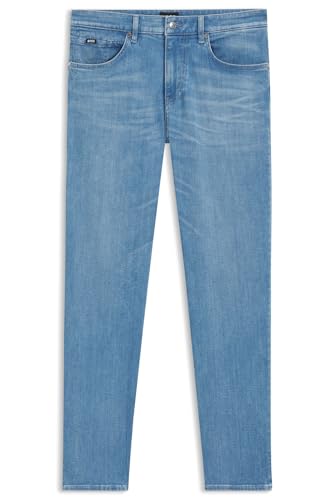 BOSS Herren H-Re.Maine Maine Regular-Fit Jeans aus bequemem Stretch-Denim in Blau Türkis 38/34 von BOSS