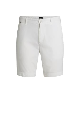 BOSS Herren H-Slice-Shorts1 Slim-Fit Shorts aus elastischem Baumwoll-Twill Weiß 54 von BOSS