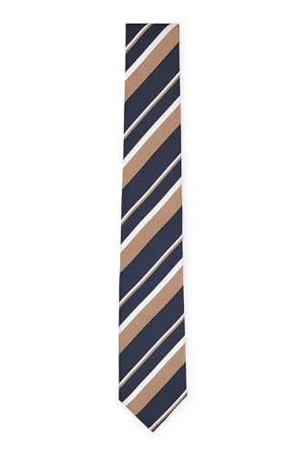 BOSS Herren H-TIE 7,5 CM-222 Krawatte aus Seiden-Jacquard mit durchgehenden diagonalen Streifen Beige Stck von BOSS