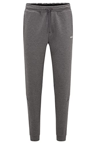 BOSS Herren Hadiko 1 Jogginghose aus Baumwoll-Mix mit eingesetztem Logo-Tape Grau L von BOSS